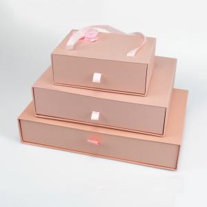 Drawer Type Storage Cardboard Box Luxury Jewelry Ribbon Bow Gift Box With Handle