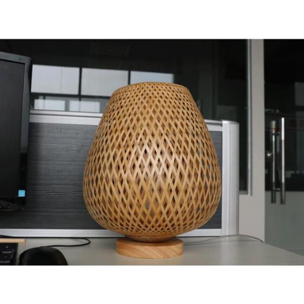 Natural Bamboo Rattan Table Lamp Rustic Style 2700K For Hotel