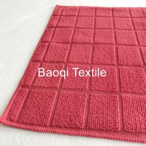 Red color size 16”100% poly microfiber cleaning cloth， tea towels dry water