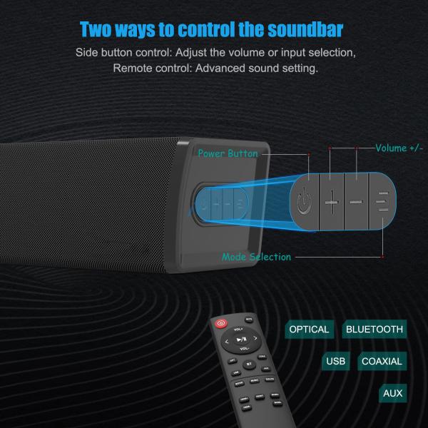 40W Plastic Meterial Bluetooth Soundbar Wall Mount For Home TV