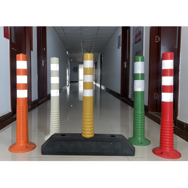 Warning Spring Post 76cm with Rubber base Orange Flexible Traffic Bollard Reflective Delineator Post for road construction diviner