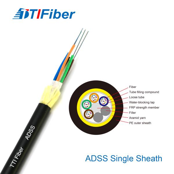 ADSS G652D Aerial 24 Core Single Sheath Fiber Optic Cable