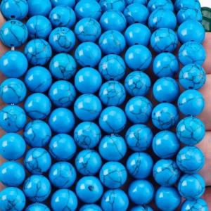 Blue Turquoise 8MM Smooth Round Shape Loose Bead For Jewelry Making Tools