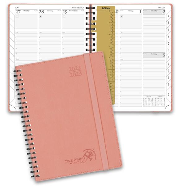 Quality Weekly Planner 2023-2023 Pink Academic Planner With Hourly Timetable And Plastic Ruler for sale