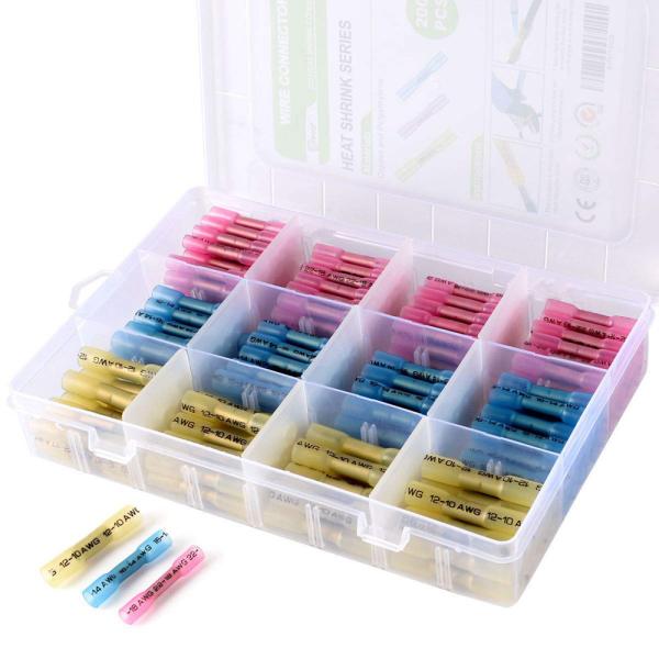 Green Heat Shrink Wire Butt Connectors , Crimp Connector Kit 100 Red 60 Blue 40