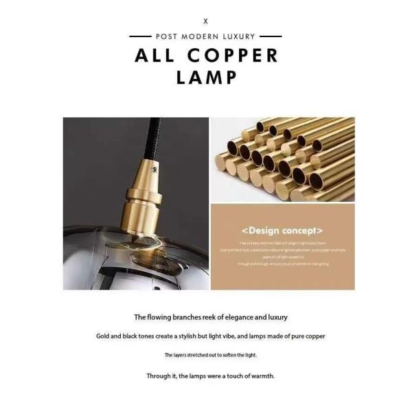 Chocolate All Copper Staircase Pendant Lamp End Villa Living Room Light with Luxury Crystal and Rotating Function