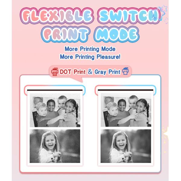 2.4Inch Screen Mini Inkless Printer Portable Digital Camera Kids Gift