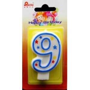 100%Hand painting Birthday Candle with blue line and 3 colors star printed
