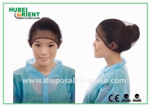 China Black Round Nylon Disposable Head Cap / hospital hair nets with Elastic and Snood on sale