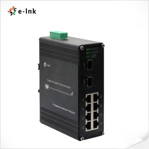 Wholesale Din Rail Ethernet POE 8 TP Ports and 2 Fiber Ports SFP, SC, FC, ST Optional Fiber Ethernet Switch from china suppliers