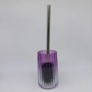 Glass Bathroom Accessories Round Shape With Ribbed Vertical Stripe Hand Soap