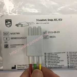 M1674A 989803145121 PHiliph ECG Lead Set 3 Leadset Snap IEC ICU Replacement
