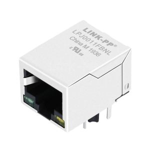LPJ0011FBNL RJ45 Female Connector with 100 Base-T Magnetics 1x1 Port Tab Down