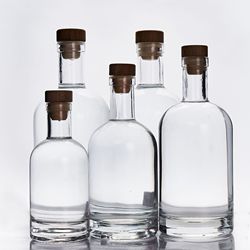 250ml Round Clear Frosted Glass Bottle with Cork Stopper Clients' Specific Requirements