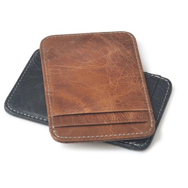 Professional Cowhide Man Leather Business Card Holder 10.2CM*6.8CM*0.3CM Package Size