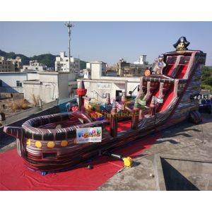 18m Inflatable Commercial Pirate Ship Slide / Blow Up Water Slide