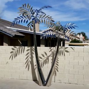 Mirror Polished Tree Sculpture Palm Tree Stainless Steel Garden Feature