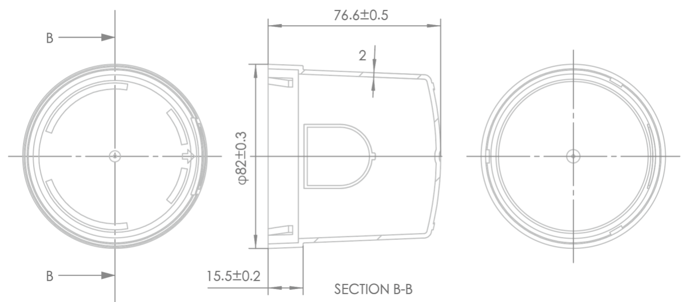 Cover Developer Kit dimensional diagram showing product size specifications