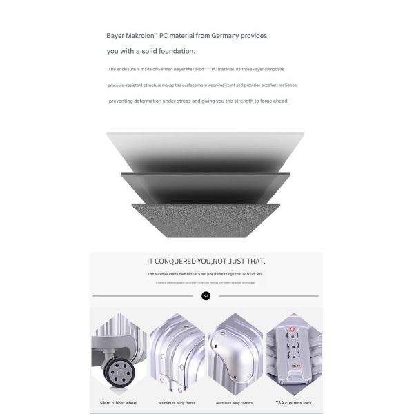 21520 Diamond Style Aluminum Frame Suitcase with TSA Customs Lock Aluminum-Magnesium Alloy and Silent Universal Wheels