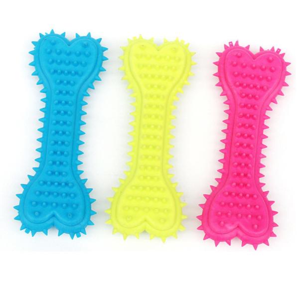 Quality All-Season Pet Durable Nature Rubber Puppy Interactive Molar Bone Shape Toothbrush Stick Teeth Clean TPR Treat Training Dog Bit Chew Toy for sale