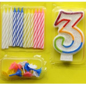 Tearless Colorful Spiral Birthday Candles Sets With Flower Holder And Number