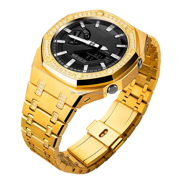 Casio Ga2100 G Shock Watch With Customized Stainless Steel Band And Case