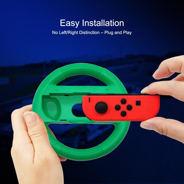 2 in 1 Durable ABS Easily Handle Steering Wheels for Nintendo Switch & OLED Joy-Con Racing Game Controller