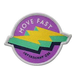 Wholesale Purple Lighting Stick On Custom Woven Patches For Jeans / Jackets / Garment from china suppliers