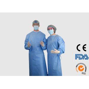 China Reinforced SMS Disposable Protective Wear Liquid Proof With Knitted Cuff on sale