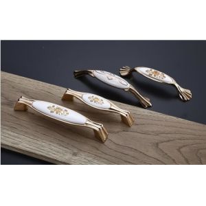China Luxury Zinc Alloy + Ceramic Material Handles For Kitchen Cupboards And Drawers on sale