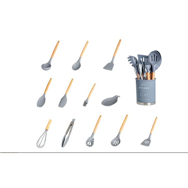 Leadfree Silicone Kitchen Set Utensils , Heatproof Silicone Turner Spatula Set