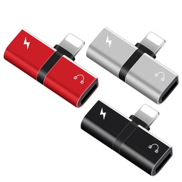 Quality 2 in 1 Dual Mini Jack Adapter Capsule Lightning Charger and Headphone Adapter Splitter Compatible with Phone for sale