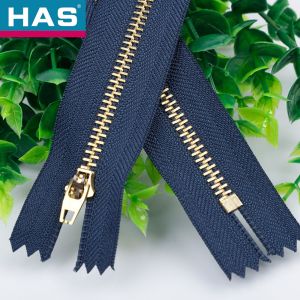Home Textile Brass 3 Metal Teeth Zipper For Bag Jeans Dress Custom Zipper