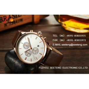 Brand high quality business Men's analog watch with pu leather strap