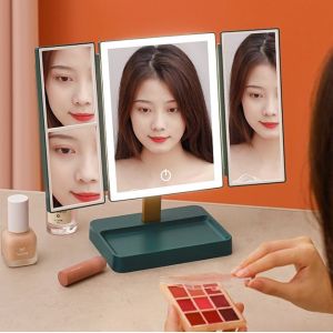 Trifold vanity Lighted Magnifying Makeup Mirror Cosmetic ABS Plastic