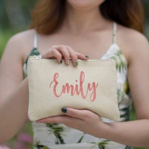 Bpa Free Drawstring 10x15cm Canvas Pouch Bag Zipper Closure