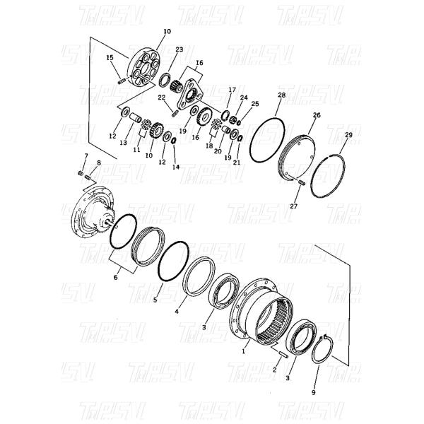 Quality 20N-60-41205 20N-60-31200 Bolt on PC15-1 Excavator Final Drive with Planetary Reducer for sale