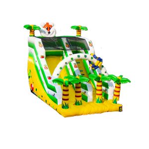Wholesale Yellow And Green Inflatable Slide With Tropical Theme And Palm Tree Decorations from china suppliers