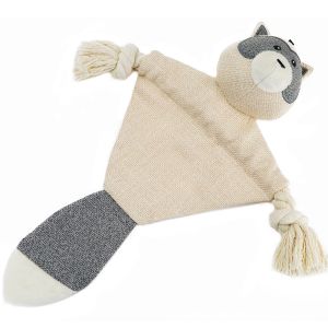 China Pet Plush Toy Grey Raccoon Squeaky Durable Chew Teeth Cleaning Interactive Toy on sale