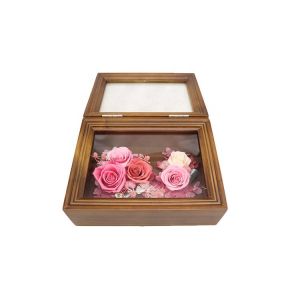 Home Decorative Preserved Rose Gift Box Photo Frame With Bright Color