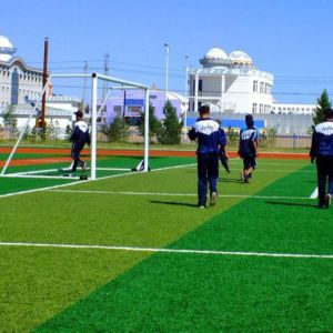 High Dtex Football Synthetic Grass S Shape Strong With UV Protection