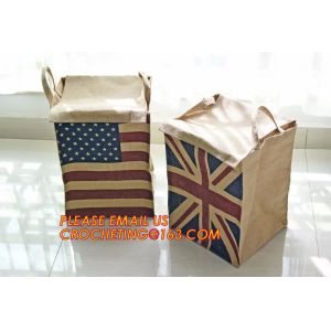 handmade collapsible jute storage basket with rope handle,Standard Quality