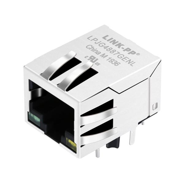 R/A Shield Mounting Magnetic RJ45 Jack 10/100/1000Mbps LPJG4887GENL JXD0-0002NL
