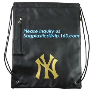 Custom Name Stamping PU Leather Drawstring Bag With Handle Waterproof Promotiona