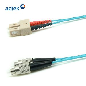 SC-FC Duplex 2.0mm 50/125um OM3/OM4 3M PVC/LSZH Aqua Fiber Optic Patch Cord