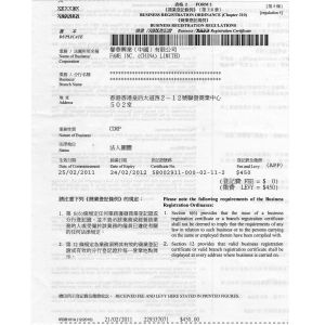 HUANR LIMITED Certifications