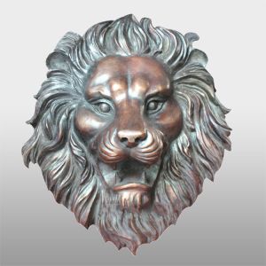 18 Inch Height Rusted Lion Face Sculpture Unique Cast Iron