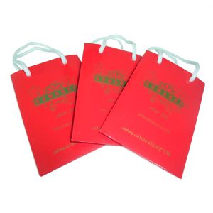 Professional Red Delicate Paper rope handled Carrier Bag Printing Service for