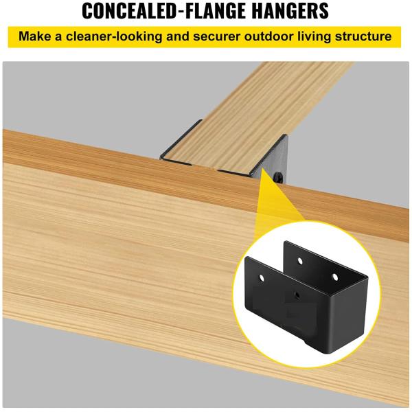 Single-side Bracket 2 X 4 Concealed Flange Light Joist Hanger Powder Coated Black