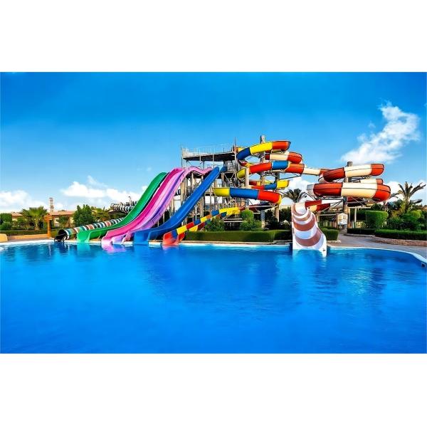 Commercial Water Park Swimming Pool Design Rainbow Fiberglass Slide Set